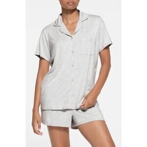 NWT SKIMS Pajama SET Short Sleeve & Shorts Small Heathered Gray Lounge Sleepwear